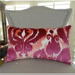 Plutus Brands Pillow Velvet Ikat Throw Lumbar Pinks USA